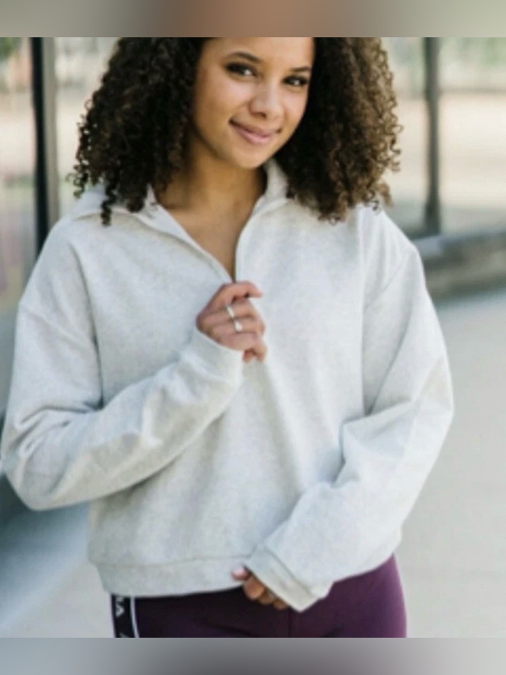 ZYIA Active 1/4 Zip Sweatshirt - Light Grey (Size XS)